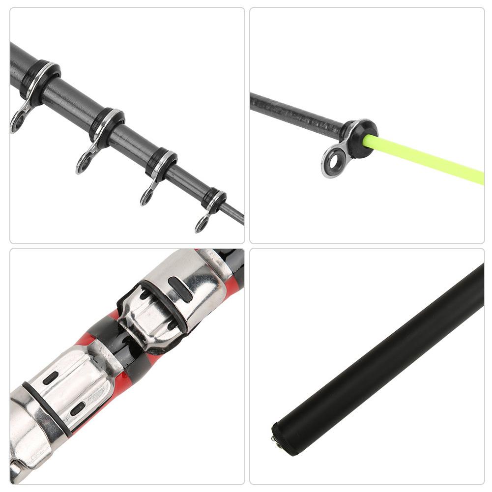Outdoor Carbon Mini Telescopic Short Section Fishing Rod Pole Soft Tail Tacklered 2.7meters