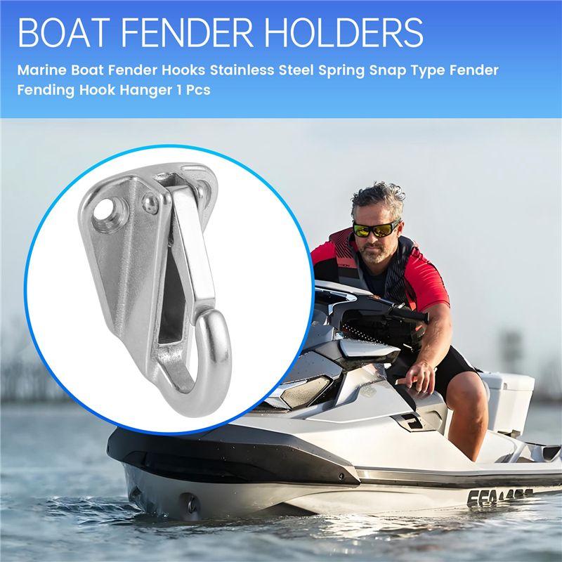ABXV-Marine Boat Fender Hooks Stainless Steel Spring Snap Type Fender Fending Hook Hanger 1 Pcs