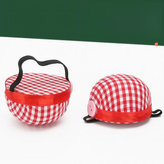 1pc Cute Pincushion Plaid Pattern Wrist Pad For Sewing Wrist Wearable Sewing Pin Cushions Quilting Pins Holder Sewing Supplies