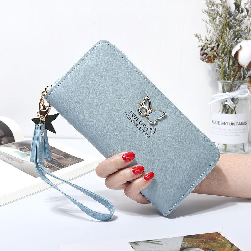 Women Long Zipper Coin Purses Tassel Design Clutch Purse Female Money Credit Card Holder Butterfly Luxury Brand Leather Wallets