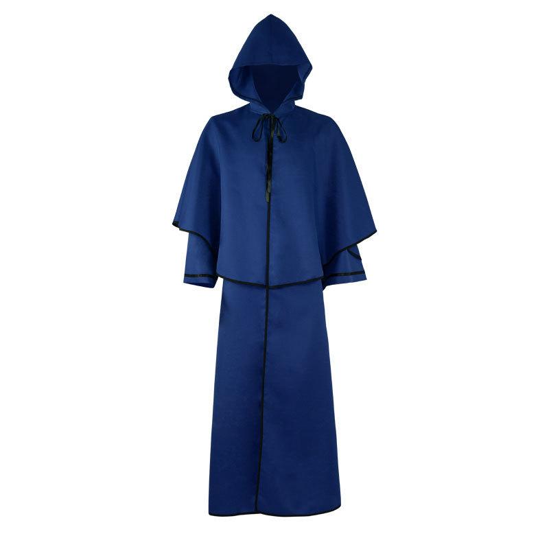 Halloween Costume Medieval 5-color Hooded Cape Retro Robe, Wizard Death Cape Costume