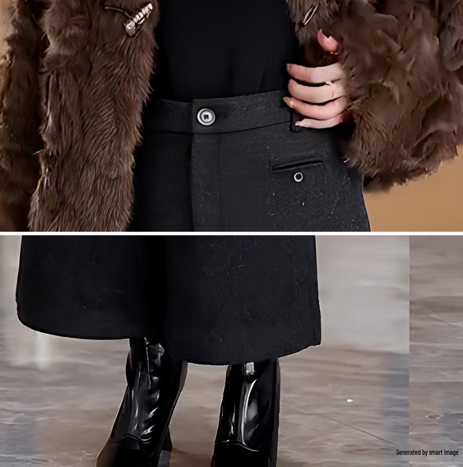 Women's Woolen Wide-Leg High-Waist Pants with Velvet, Autumn/Winter 2025 - Thick, Loose, Straight Leg Design for Small Heights