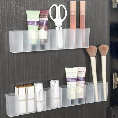 Mini Storage Box 3-Grid Plastic Makeup Brush Lipstick Storage Multi-Functional Desk Organizer for Home Kitchen Bathroom