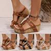 Chic Style Sandals Women'S Cork Wedge Mules With Metal Square Decoration Retro Comfortable Fashion Sandal For Womens Sandalias