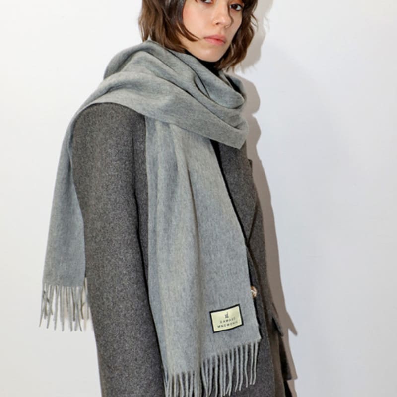 DAMAGE MNEMONIC 100% Wool Gray Muffler