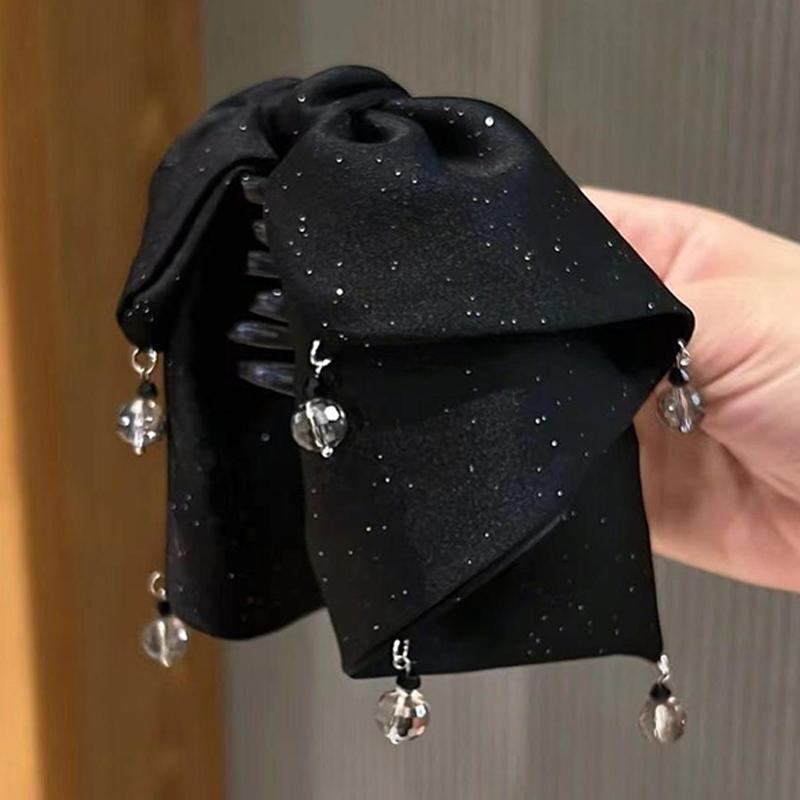 Multi-Layer Bow Bead Ponytail Clip Women French Elegant Hair Clips Hair Accessories