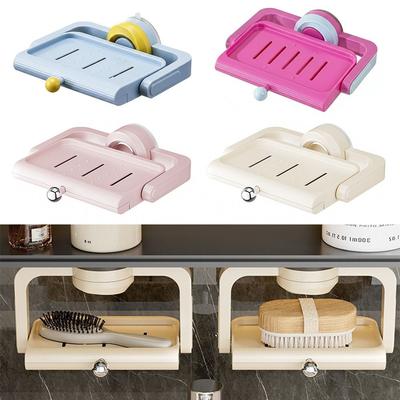 Rotatable Suction Cup Soap Dish Wall-Mounted Multifunctional Drain Soap Holder Box Multi-color Save Space Sponge Soap Box