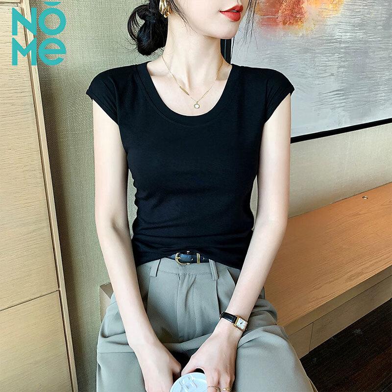 

NOMe Women s Flutter Sleeve U-Neck Slim Fit T-Shirt XL