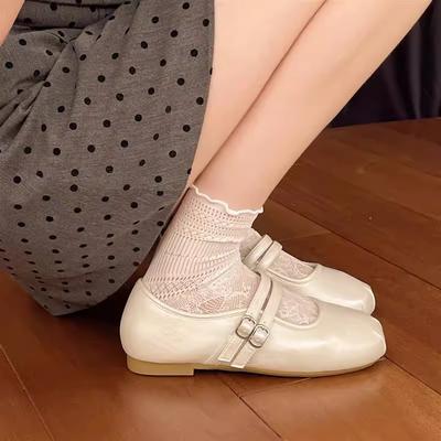 Chaussures Mary Jane françaises fille ceinture mot été nouveau vent de fée bouche peu profonde décontracté quotidien chaussures simples fond plat avec jupe