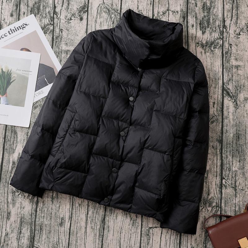 Women's 2024 Korean Style Slim-fit Lightweight Down Jacket with Stand-up Collar and Wave Pattern