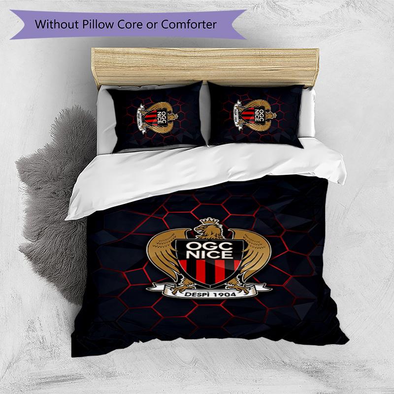 OGC Nice FC Printed 3PCS Bedding Set Breathable Duvet Cover with Pillowcases Decorative Bed Linen for Bedroom Home
