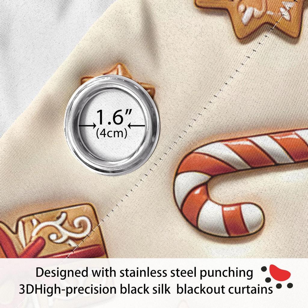 Gingerbread Man 3D Christmas Blackout Curtains - High-Precision Polyester Sun Protection