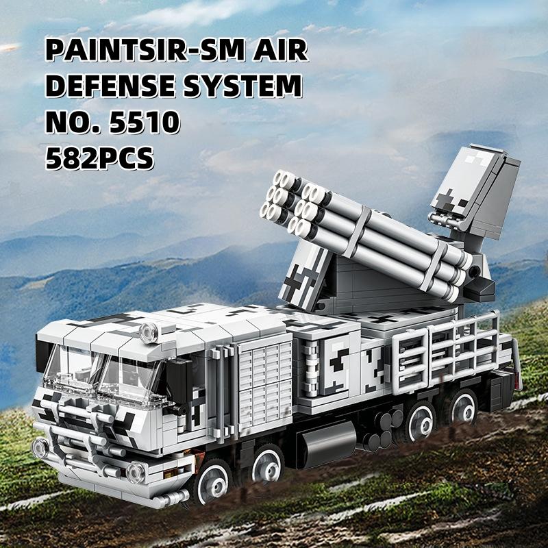 Non-Toxic 582Pcs Missile Vehicle Ww2 Military Pantsir-Sm" Air Defense System Building Blocks Assembly Model Diy Construction Bricks Toys