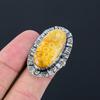 Daughters Day Deal 925 Sterling Silver Fossil Coral Stone Promise Ring Jewelry