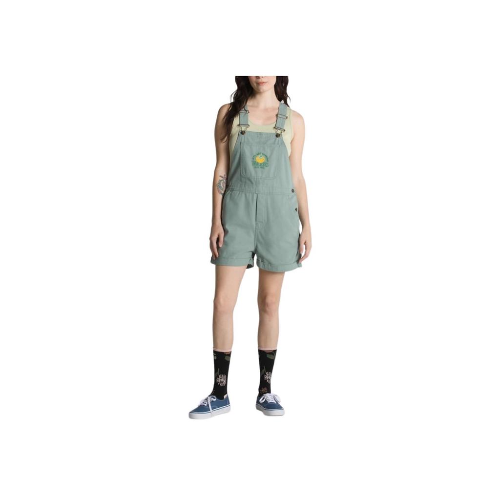 Vans Embroidered Orange Weave Overalls Shorts Women Bottoms Green VN000465RL6