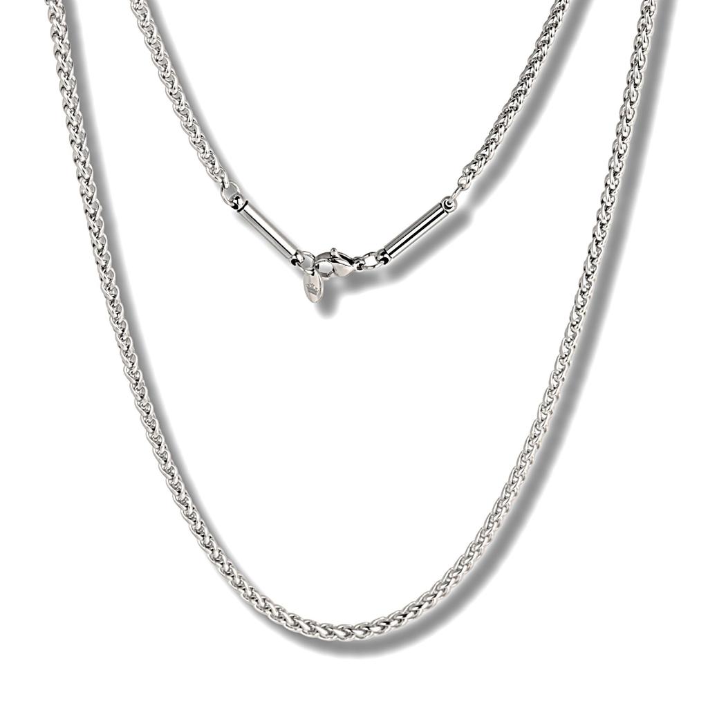 MAYA&CANA Men's Magnetic Necklace, 3mm Thick, Silver/Gold/Rainbow, 200MT Surgical Stainless Steel, 44-59cm Chain (Silver, 44cm)