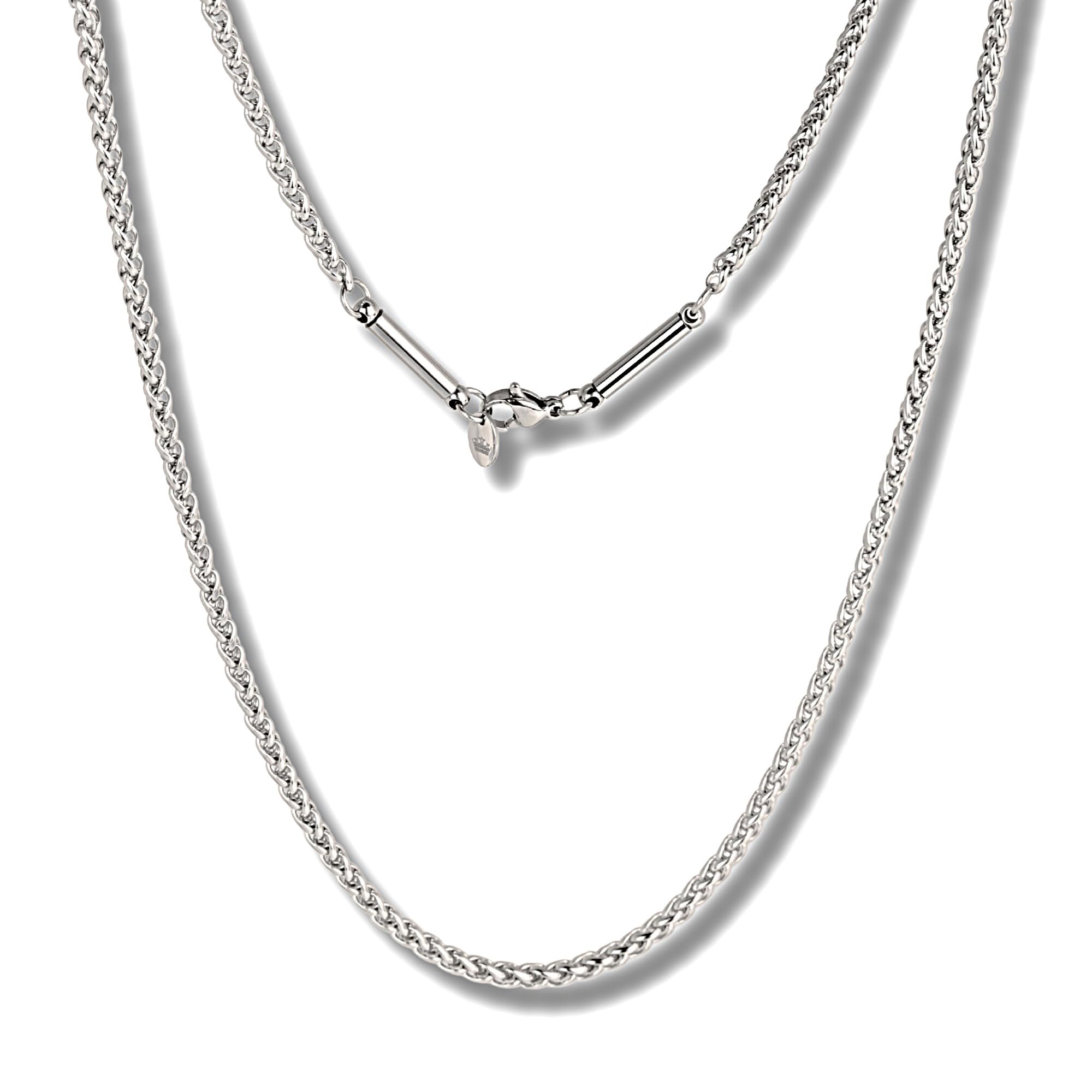 

MAYA&CANA Men s Magnetic Necklace, 3mm Thick, Silver/Gold/Rainbow, 200MT Surgical Stainless Steel, 44-59cm Chain (Silver, 54cm)