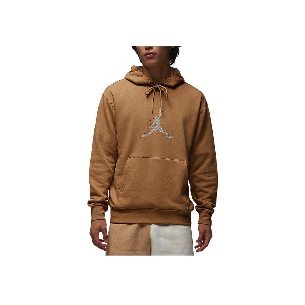 Jordan Essentials Holiday Alphanumeric Logo Print Casual Long-Sleeve Fleece Hoodie Men Hoodie Brown FD7466-281