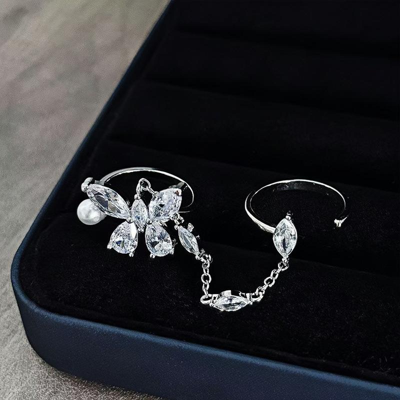 French Chain, Personalized Butterfly Opening Ring, Female Tide Niche Design, Advanced Sense, Cold Style And Fashion
