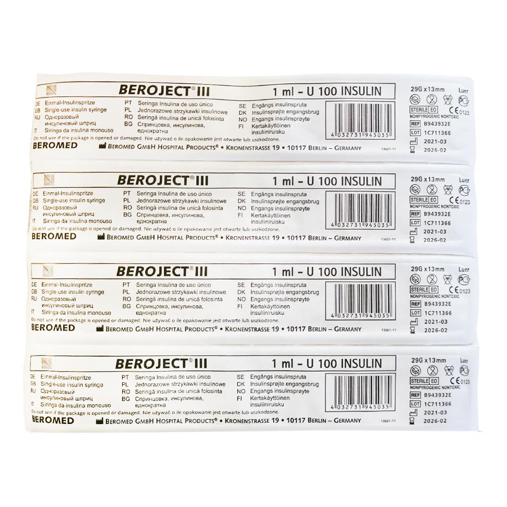 Insulin Syringe With Replaceable Needle 1Ml U-100 G29 (0.33X13) 100 Pcs