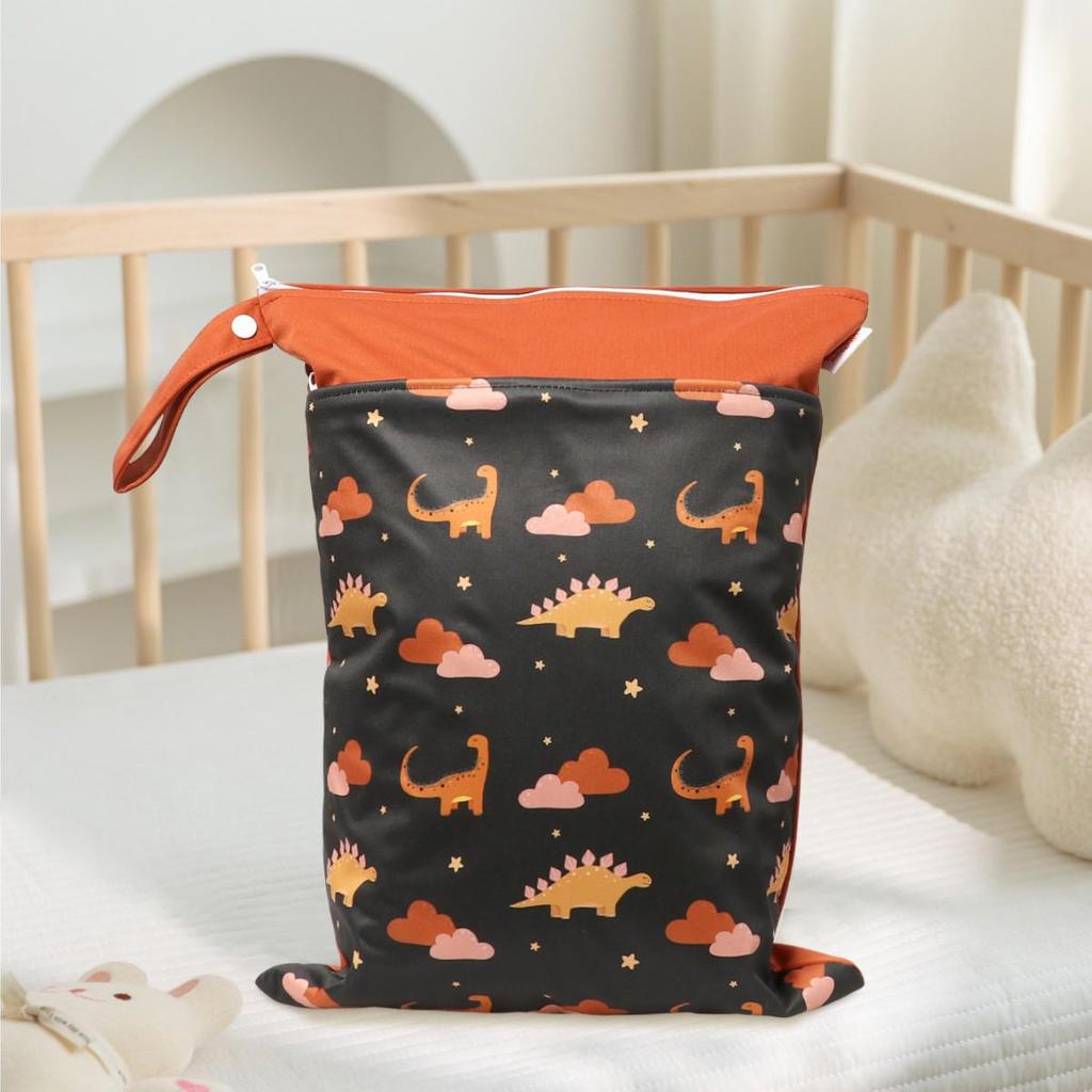 Nordic Dinosaur Baby Room Storage Bag - Waterproof Double Layer Wet/Dry Hanging Bag