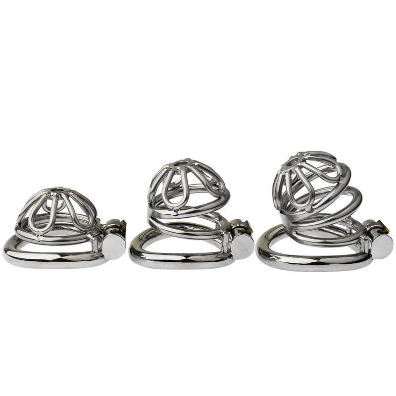 Latest Design Stainless Steel Male Chastity Device Cock Cage with Arc Penis Ring Sex Toys for Men Urethral Lock Adult Game Toy
