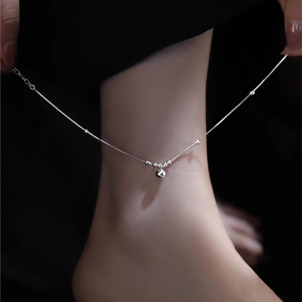 

2025 Trendy Women s 925 Sterling Silver Bead Anklet: Summer Fashion Ankle Chain Jewelry 925 Silver