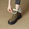 2024 New Popular Cross-Tied Women Ankle Boots Winter Warm Wool Snow Boots Genuine Leather Thick Heels Casual Outdoor Shoes Woman