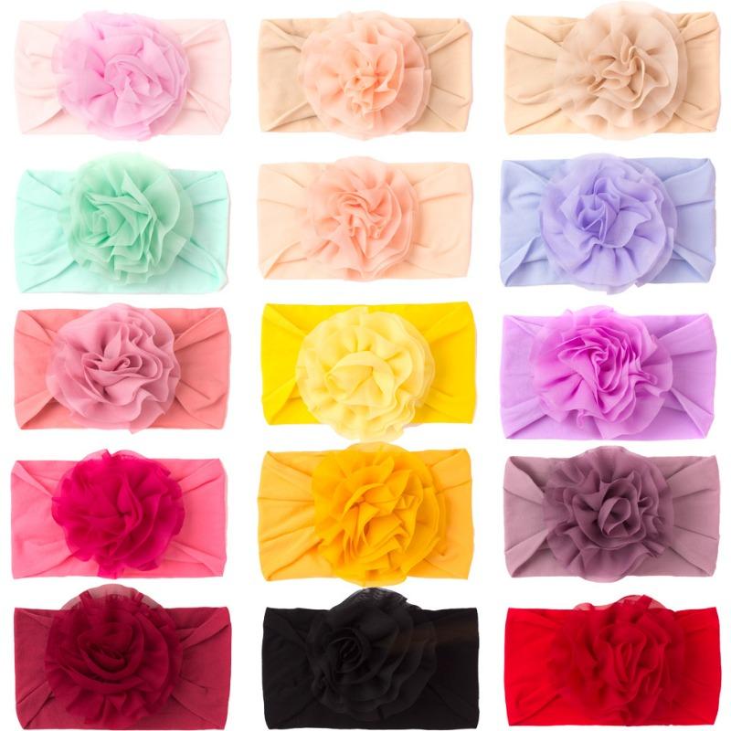 New cute and comfortable flower children's jewelry, soft solid color baby fontanelle headband, baby headband