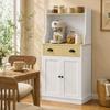 Microwave Cabinet, Open Space, 1 Drawer, 2-Door Cupboard, 61 x 35 x 125.4 cm, Oak