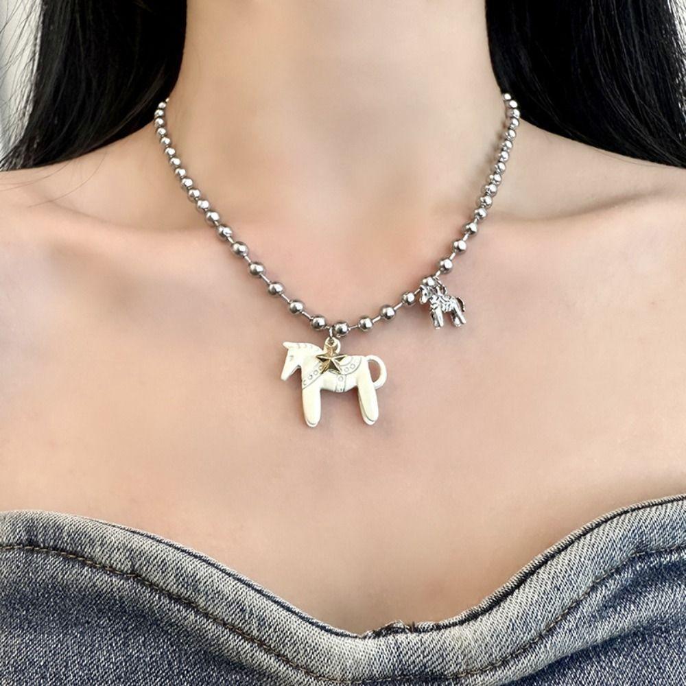 Sweet Enamel Colt Horse Pendant Necklace Funny Cartoon Pony Pendant Necklace Decoration