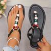 Mode Sommer Neu Kneifzehen Strass Niedrig Absatz Sandalen für Damen Strandschuhe Retro Boho Perlen Slip-On Komfort Sandalias Mujer