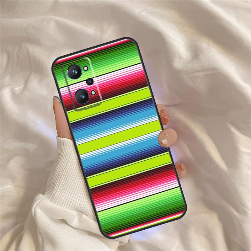 

Turquoise Aqua Blue Serape Stripes Case For Realme C75 C67 C63 C55 C51 C61 C53 C35 C65 C71 11 12 13 14 Pro Plus GT6 GT7 15 Pro Realme 15 Pro