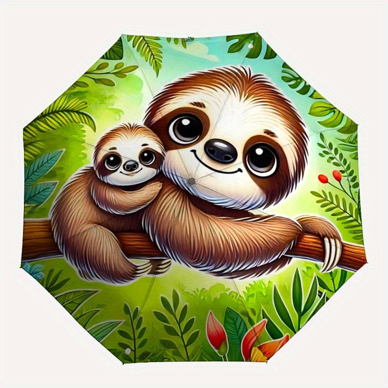 

1pc Sloth, Jungle Umbrella - 8-Rib Automatic Open/Close, Fashionable Compact Umbrella for Outdoor Adventures yy250813154