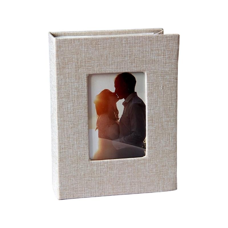 

Small Photo Album 4x6 Picture Album Linen Cover Mini Photo Book,50 Page Holds 100 Pictures for Anniversaries Vacations бежевий