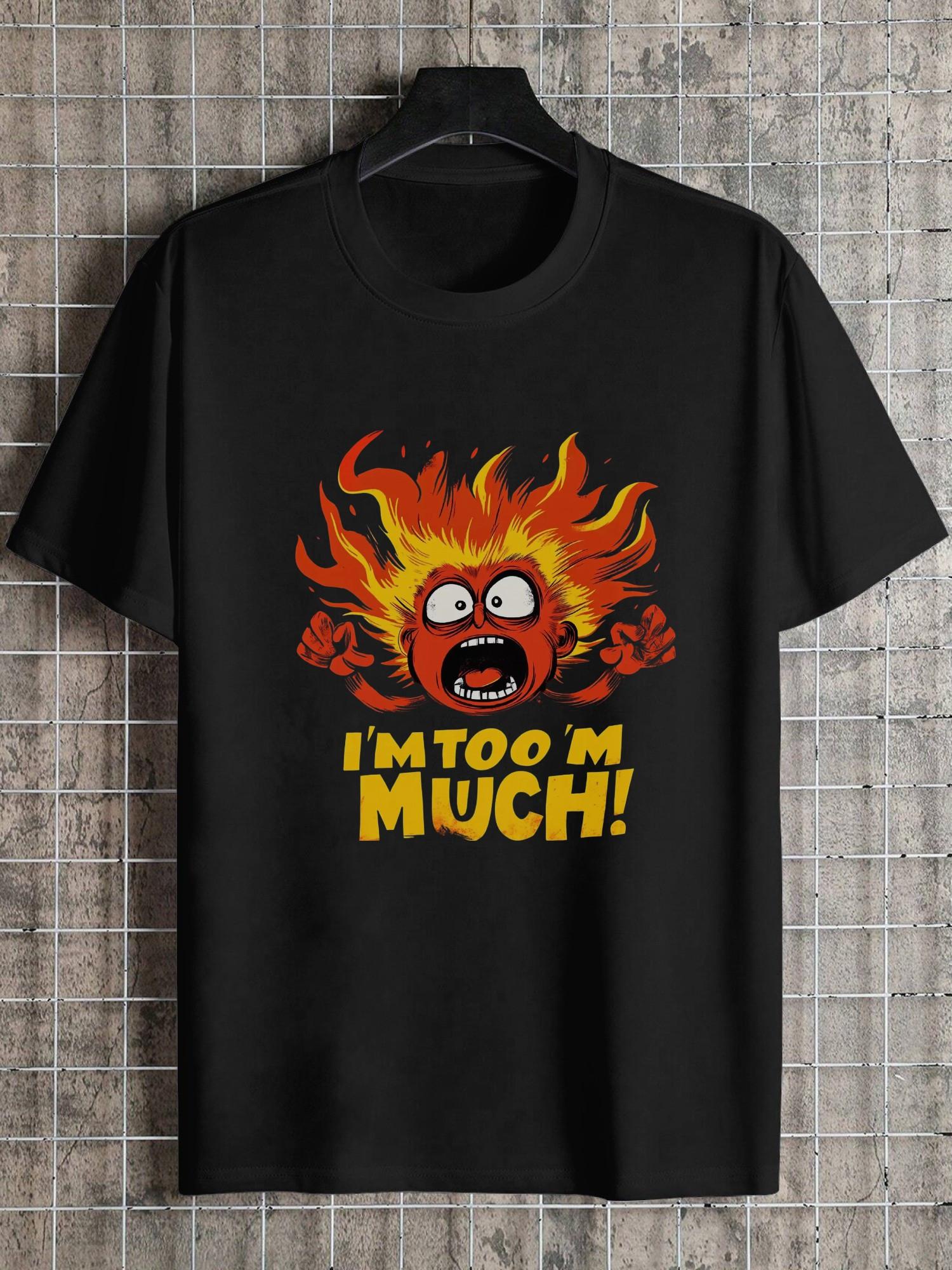 1pc flames intense expression bold graphic T-shirt XXXXL
