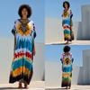 European & American Cotton Print Beach Cover-Up Long Dress - Plus Size Swimsuit Sunscreen Robe