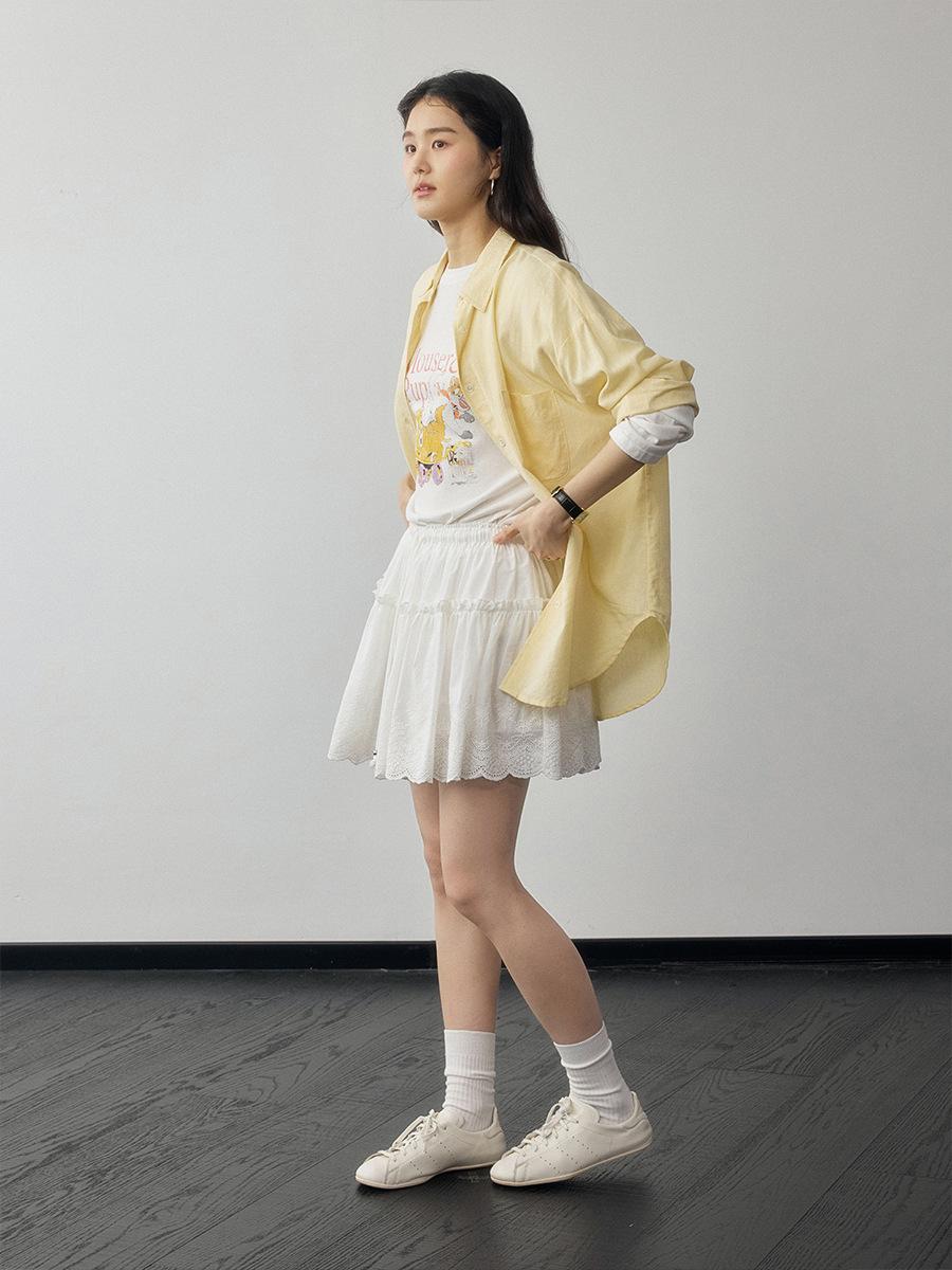 

Shi Jian Women s Spring 2026 Tencel Linen Cotton Breathable Shirt - Comfortable, Healing Style 60117 One Size світло-жовтого кольору