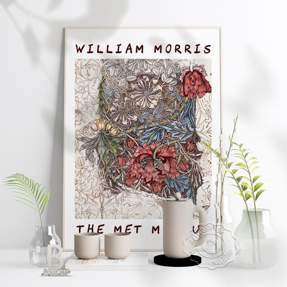 Nordic William Morris The Met Museum Exhibition Poster,  William Morris Floral Vintage Art Canvas Painting, Plant Pattern Home Wall Decor No Frame