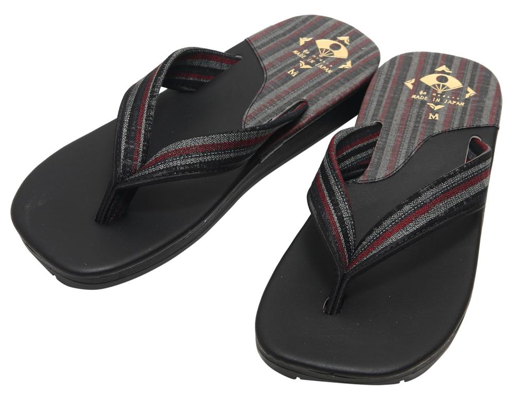 Hasegawa Geta Made in Japan Men's Japanese-Style Sandals, (Black/Red/Medium)