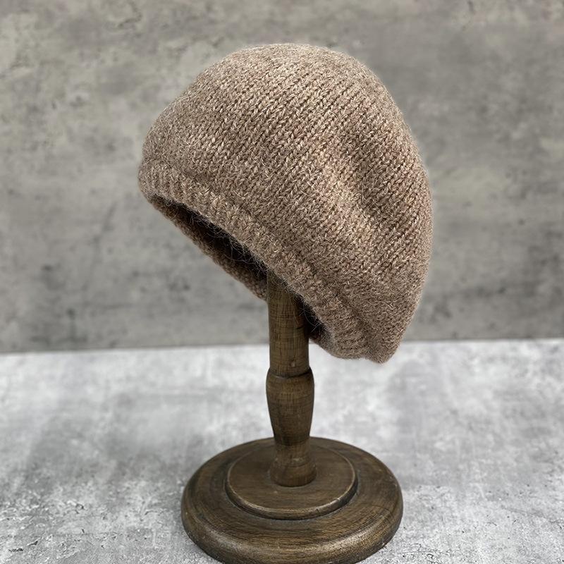 Красивая вязаная шерстяная беретка вогнутой формы M（56-58cm）