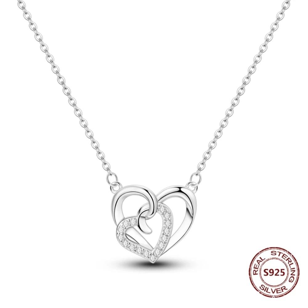 925 Silver Lucky Unicorn Necklace with Butterfly Firefly Bear Paw Print Zircon Chain Link Heart Jewelry for Women