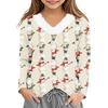 Girls' V-Neck Christmas Print Pullover Top for Winter Casual Wear