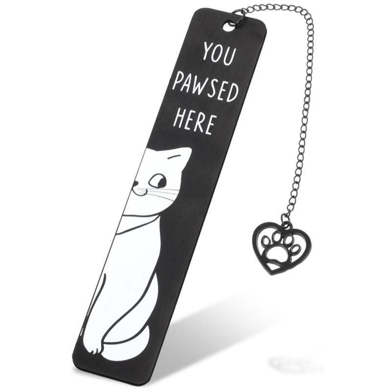 Black & White Funny Cat Dog Stainless Steel Bookmarks - Cute Color Blocking Design