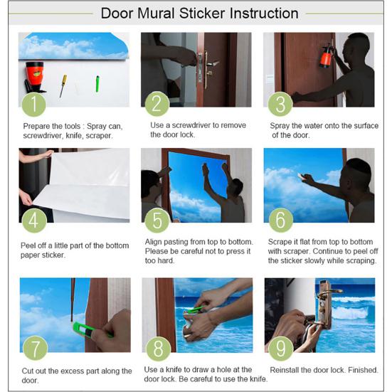 3D Geometric Waterproof PVC Door Wall Sticker Home Living Room Art Decor Decal