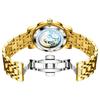 OLEVS Automatic Skeleton Men's Watch Gold Band Gold Dial Luxury Waterproof Mechanical Dress Watch