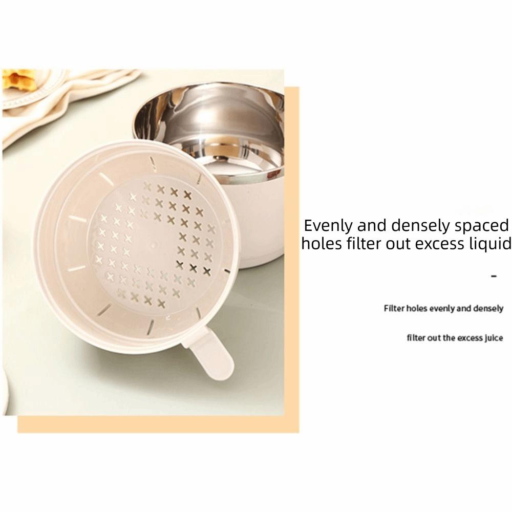 Non-slip Bottom Insulated Ramen Bowl Large Capacity Anti-Scald Handle Noodle Bowl with Drain Basket Reusable Double-layer