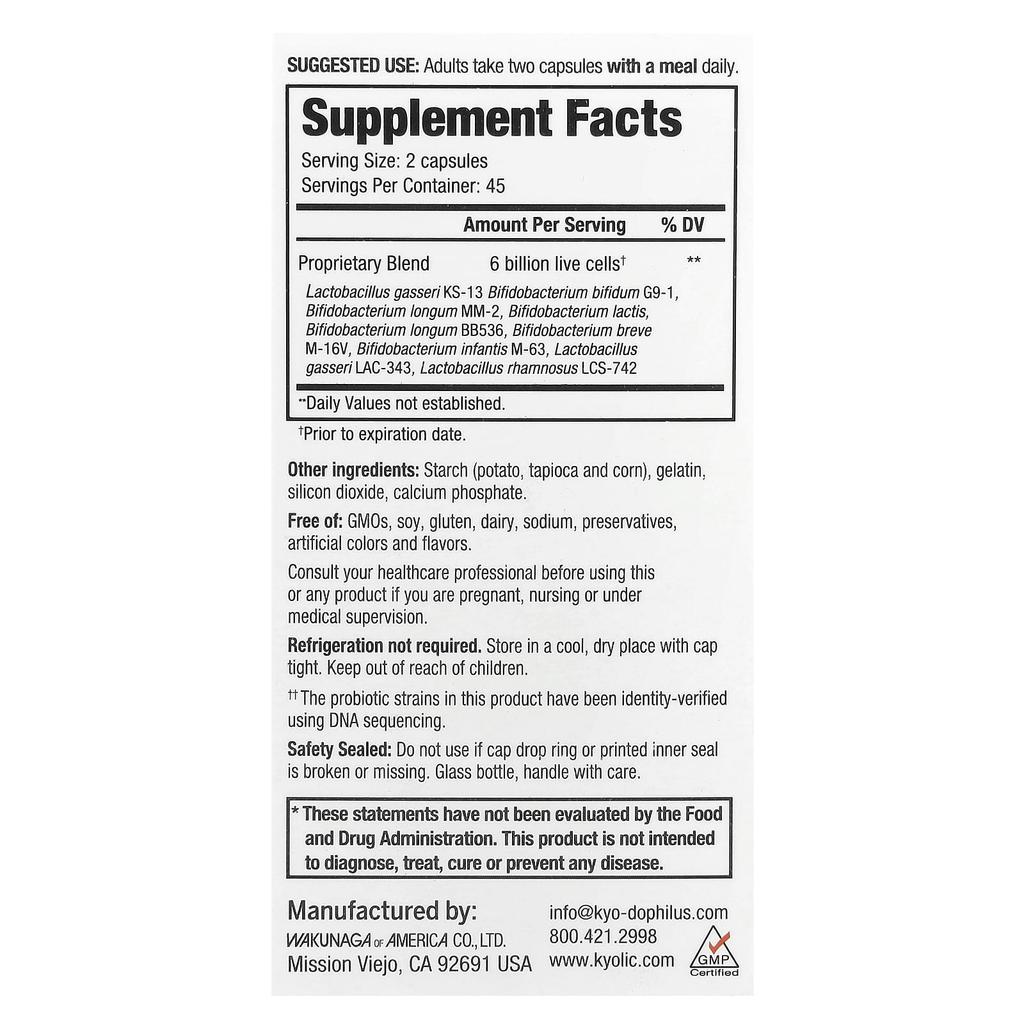 Kyo-Dophilus®, Multi 9 Probiotic, 6 Billion CFU, 90 Capsules