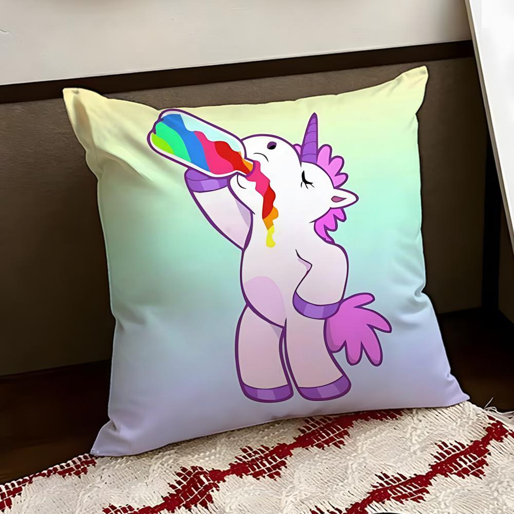 Glittering Magical Unicorn Cushion Cover Reversible Soft Durable Pillow Cover Home Car MultiScene Use for Daily Comfort