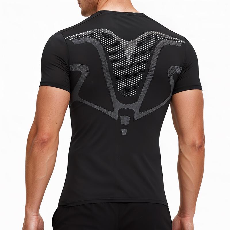 Tricou Sport Bărbați cu Uscare Rapidă și Compresie pentru Fitness, Alergare, Baschet și Fotbal